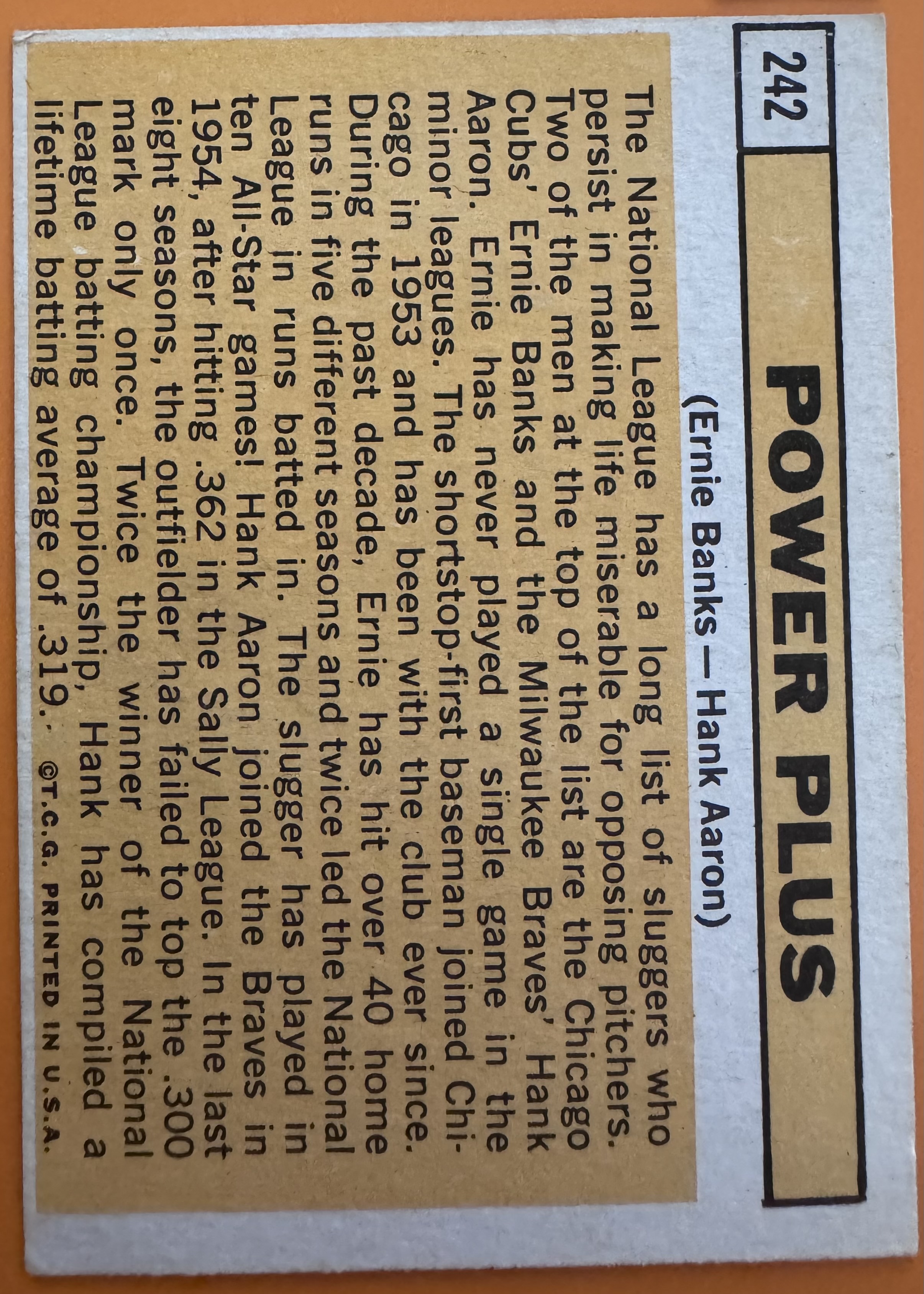 1963 Topps Ernie Banks Auto back