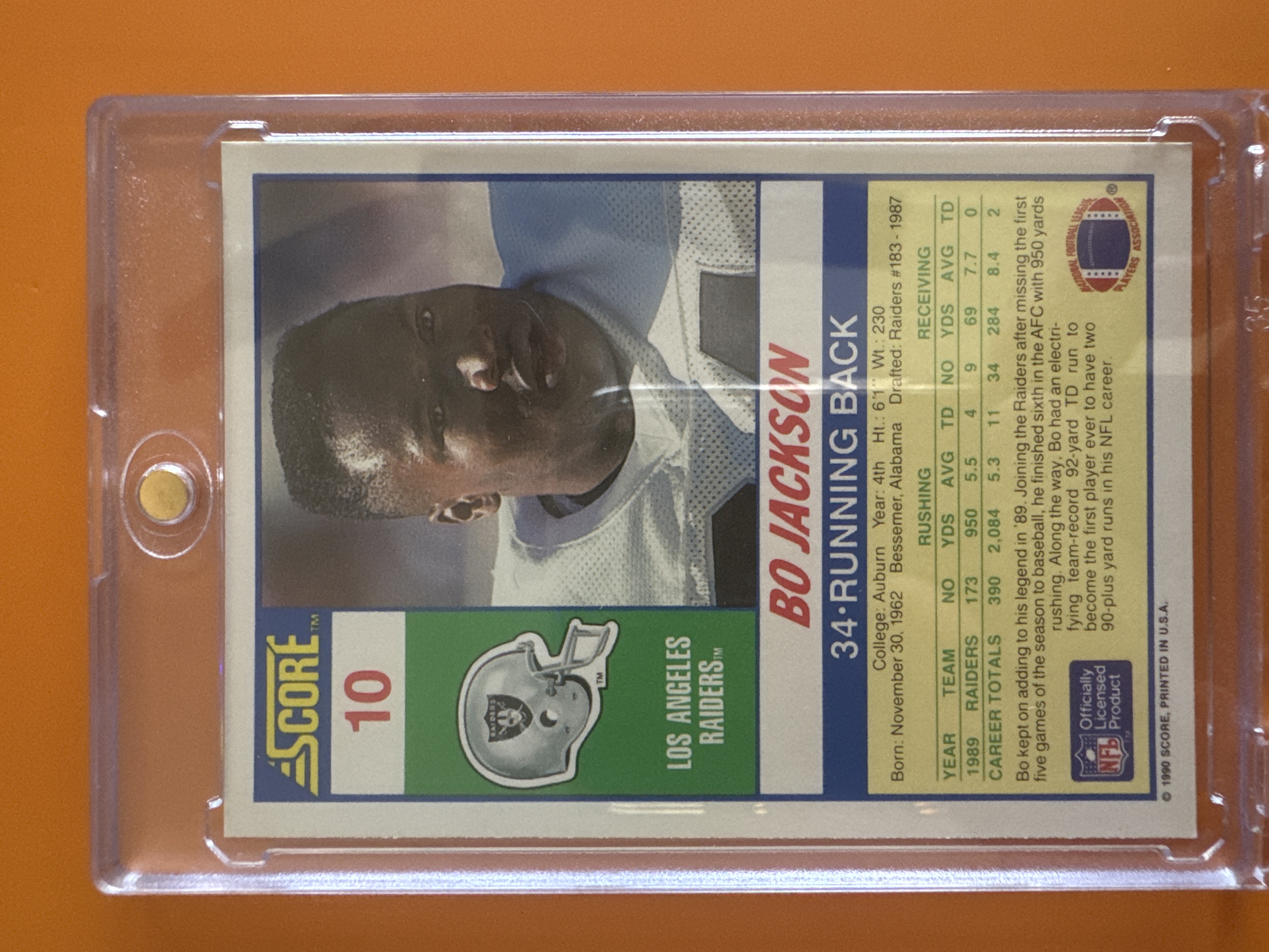 1990 Score Bo Jackson back